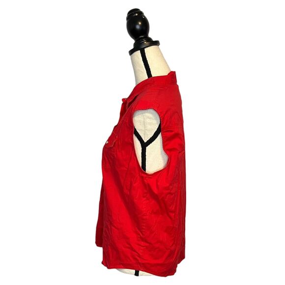 Vintage Ely Country Charmers Woman Size Large Top Red Sleeveless Pearl Snap - Picture 3 of 7